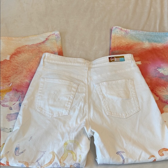 Ag Adriano Goldschmied Saige Mid-Rise Wide-Leg Jeans with Watercolor Wash, sz 28 - Picture 7 of 13